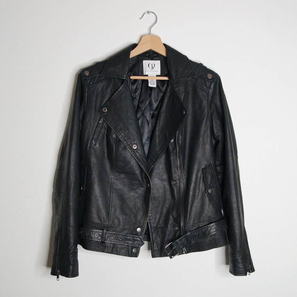 Genuine Leather Motorcycle Jacket Black Size 4